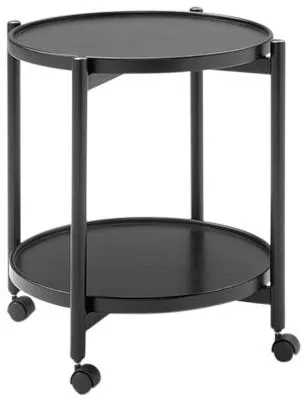 Thomsen Furniture James stolik na kółkach - czarny dąb bejcowany - Ø 50 cm