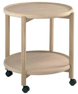 Thomsen Furniture Hudson stolik na kółkach - Dąb/Dąb - Lakierowany dąb - Ø55 cm