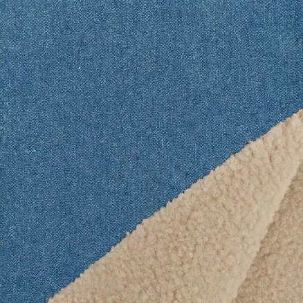 Tkanina Denim z Futrem 150cm 007 - Niebieski