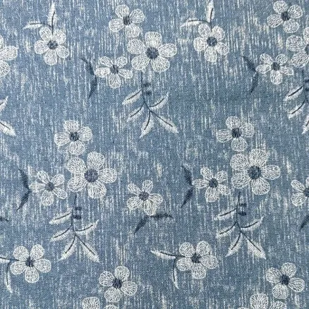 Tkanina denim 145cm 60 Kwiaty - 50cm