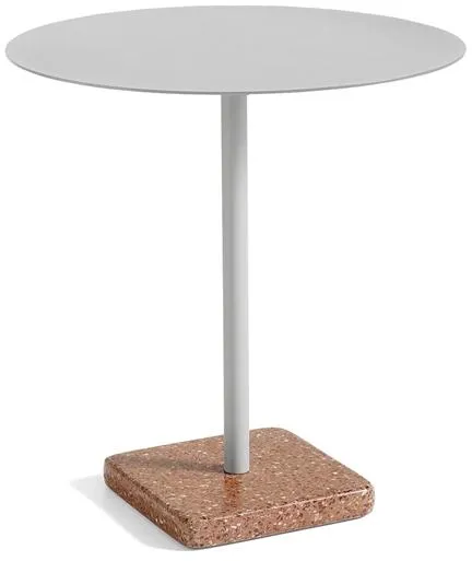 HAY Terrazzo Stolik kawiarniany na zewnątrz Ø70 Sky Grey/Czerwony Terrazzo