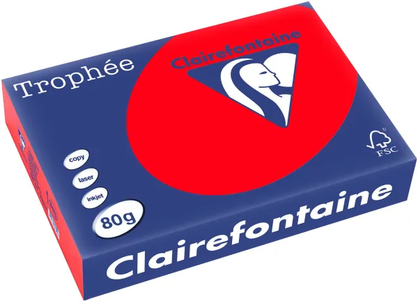 Q-connect Trophee papier kserograficzny A4 80g intensywnie czerwony 500 arkuszy