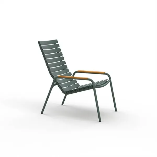 HOUE ReCLIPS fotel wypoczynkowy z plastiku z recyklingu z bambusem - Olive Green