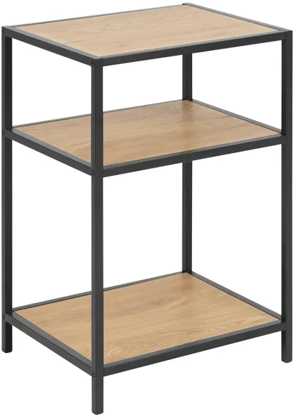 ACT NORDIC Seaford stolik nocny - naturalny/czarny papier dąb dziki/metal, z 2 półkami