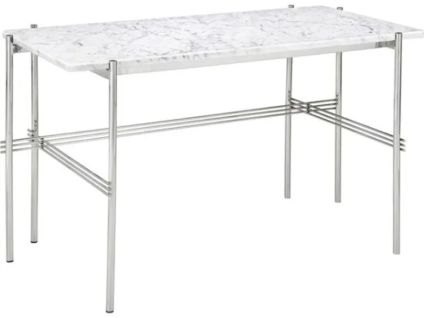 GUBI TS Biurko 120x60 Polerowana Stal/Biały Marmur Carrara