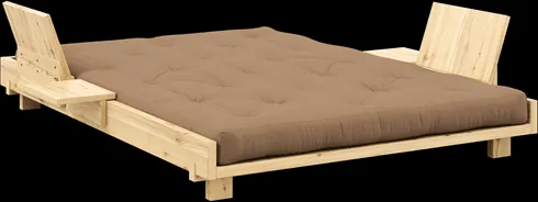 Karup Design Social Sofa rozkładana z 2 oparciami, stolikiem bocznym i materacem 140x200 Mocca/Lakier bezbarwny