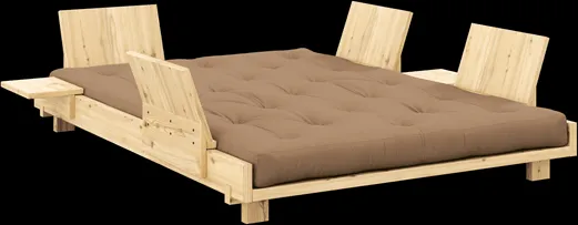 Karup Design Social Sofa rozkładana z 4 oparciami, stolikiem bocznym i materacem 140x200 Mocca/Lakier bezbarwny